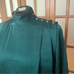 Vintage Emerald Green Silky Blouse
